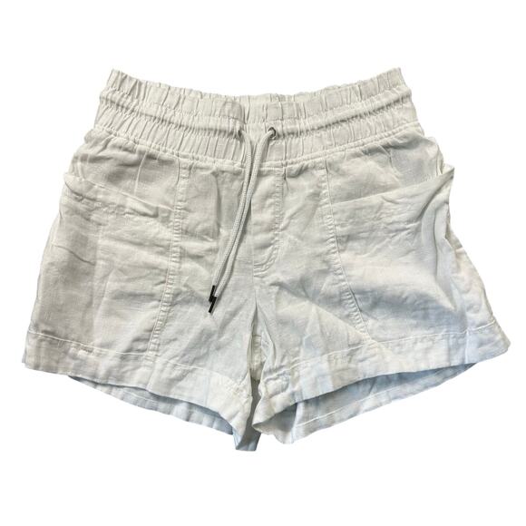 Athleta Cabo Linen 4" Shorts White Women's 6 Lightweight Summer Drawstring - Picture 1 of 5